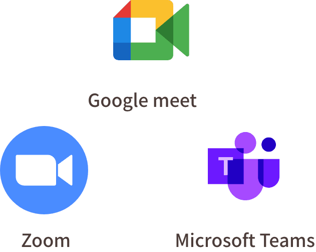 Zoom,Google meet,Microsoft Teams